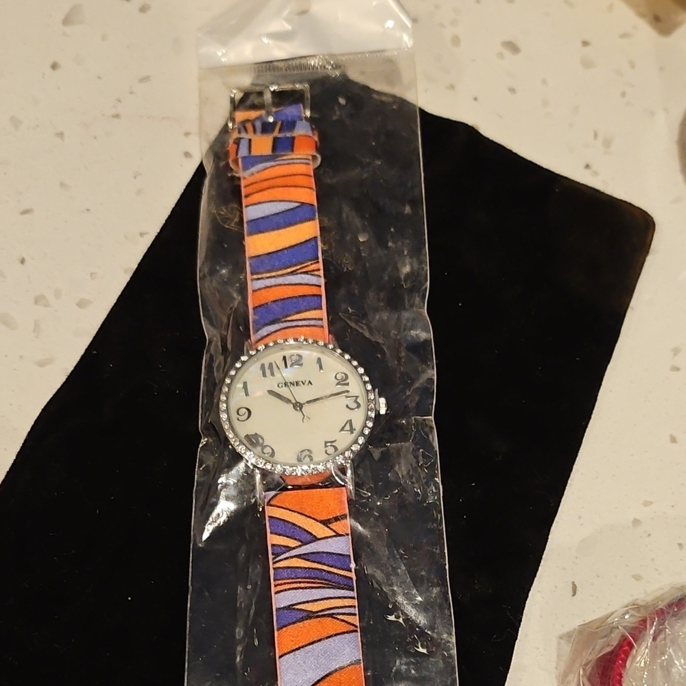 Geneva Vibrant Orange and Purple Watch